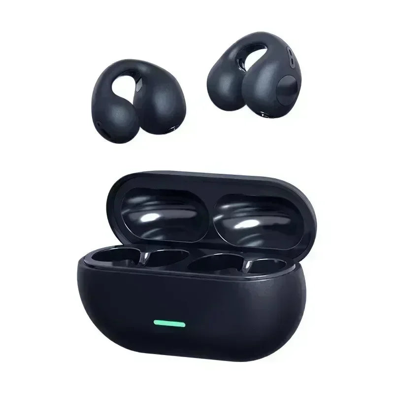 Fone Bluetooth Headset 5.3 Wireless Bone Conduction Headphones Clip Ear Music Noise Canceling HD Call Sports Gaming Earphone