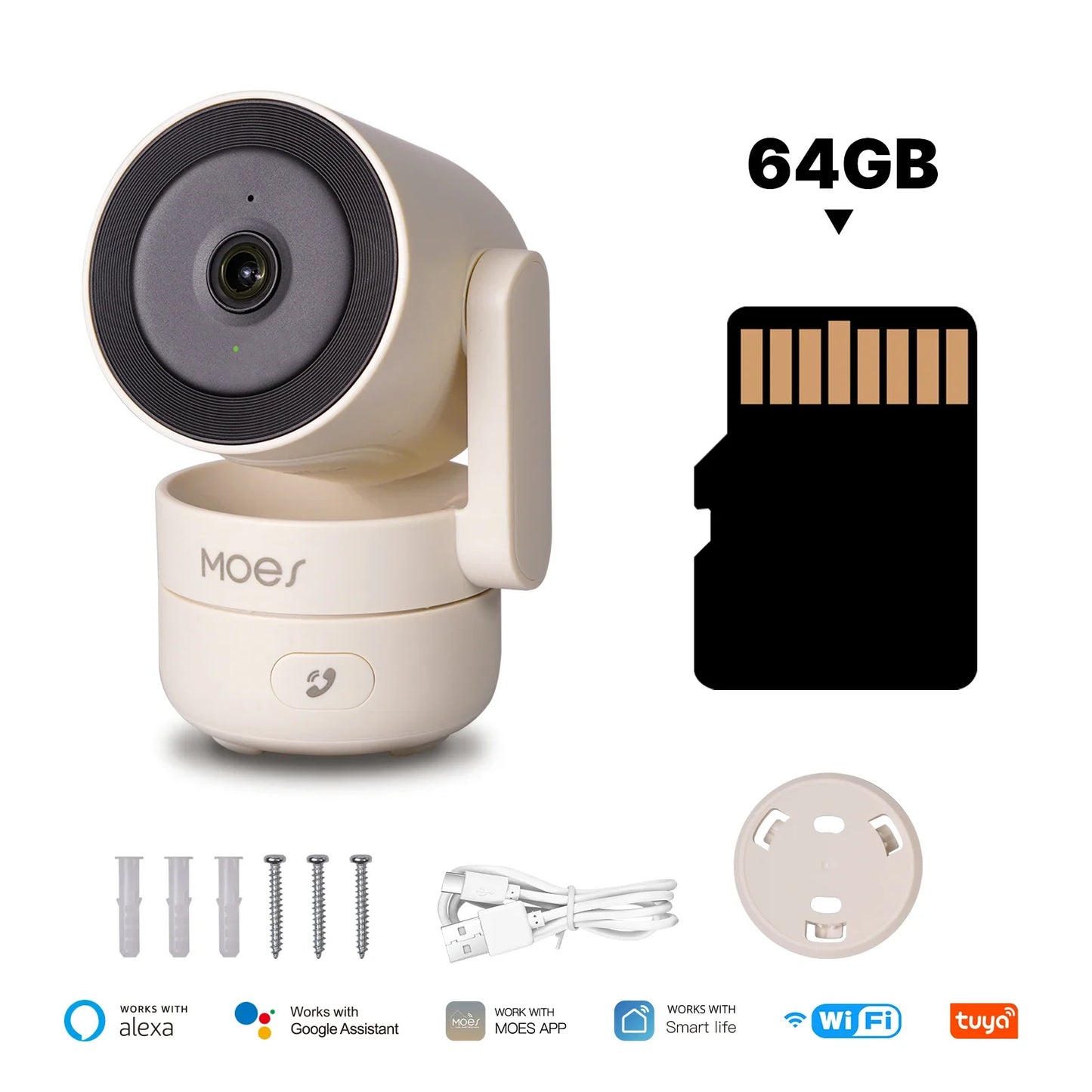MOES Tuya Wi-Fi 6 Smart Indoor 4MP HD Security Pan/Tilt Camera Motion Tracking & Sound Detection Infrared Night Vision Monitor