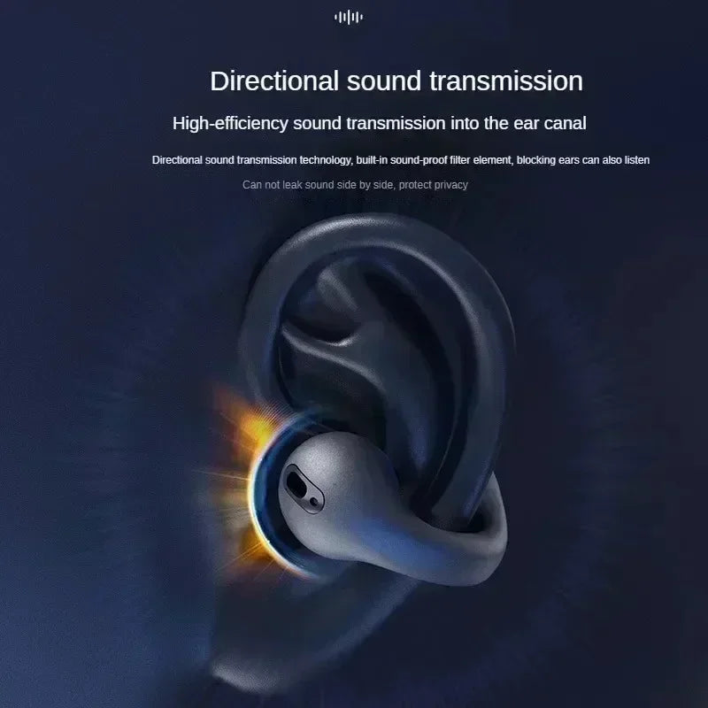 Fone Bluetooth Headset 5.3 Wireless Bone Conduction Headphones Clip Ear Music Noise Canceling HD Call Sports Gaming Earphone