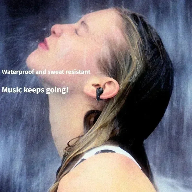 Fone Bluetooth Headset 5.3 Wireless Bone Conduction Headphones Clip Ear Music Noise Canceling HD Call Sports Gaming Earphone