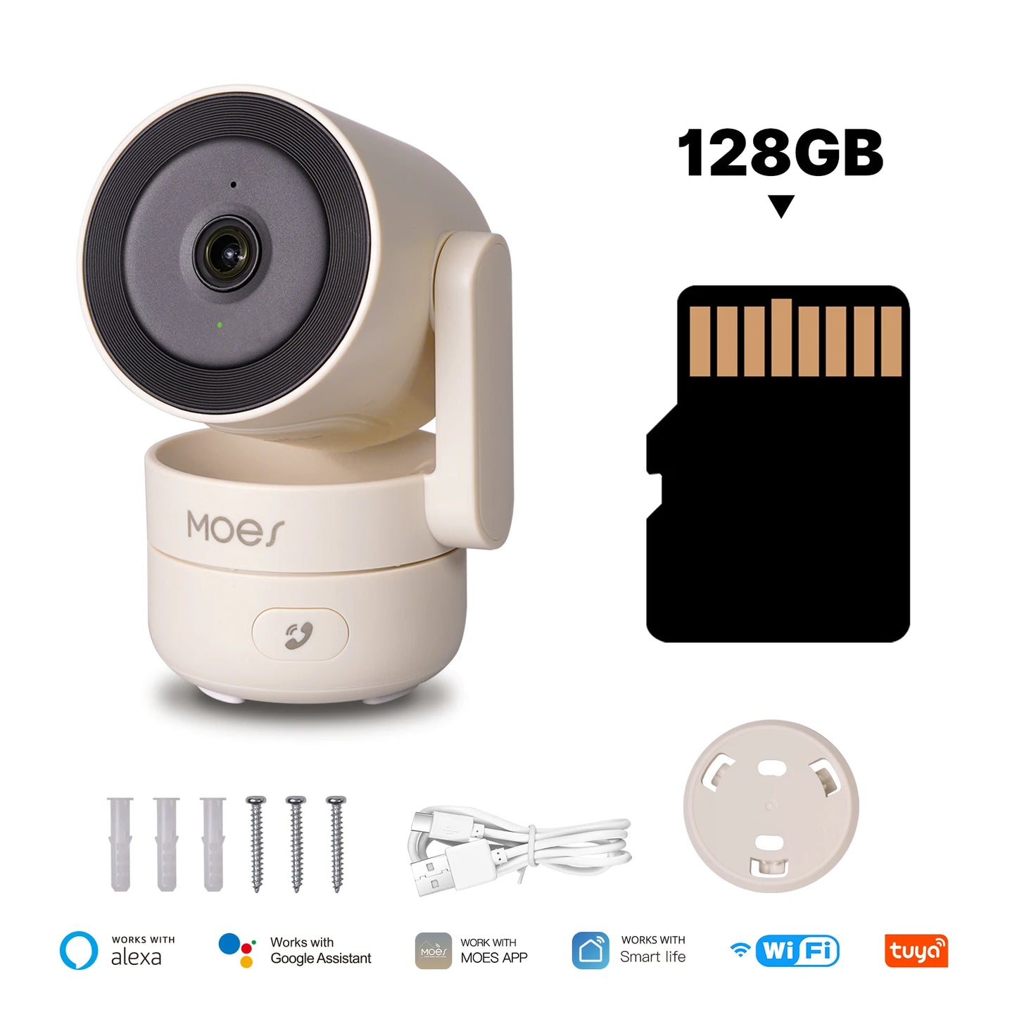 MOES Tuya Wi-Fi 6 Smart Indoor 4MP HD Security Pan/Tilt Camera Motion Tracking & Sound Detection Infrared Night Vision Monitor