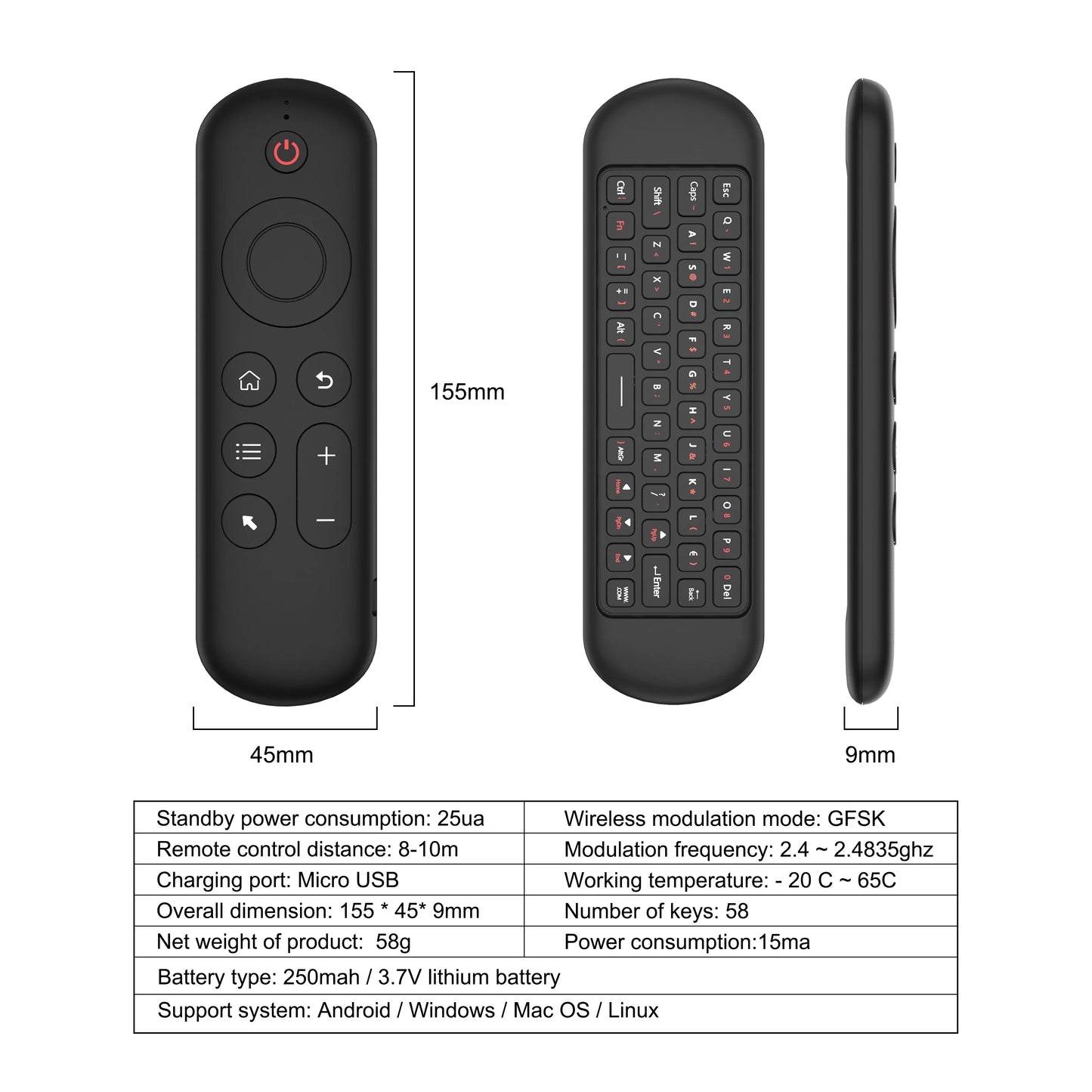 Mini Bluetooth 5.0 Keyboard 2.4G Wireless Air Mouse Backlight Voice Remote Control for Computer Laptop Android TV Box Smart TV