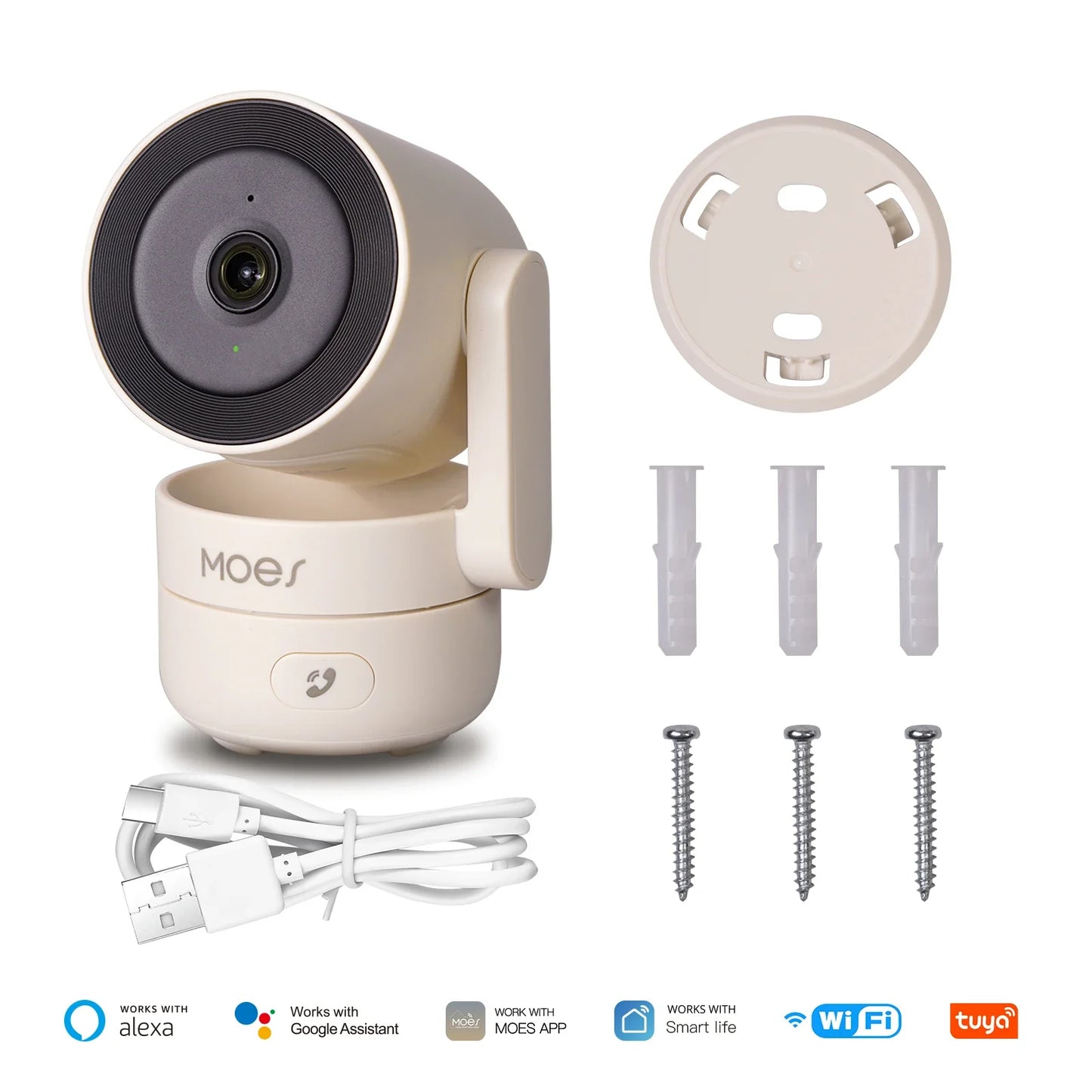 MOES Tuya Wi-Fi 6 Smart Indoor 4MP HD Security Pan/Tilt Camera Motion Tracking & Sound Detection Infrared Night Vision Monitor